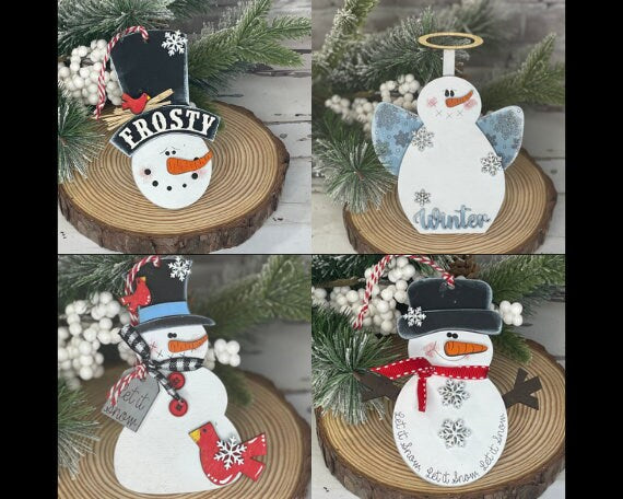 Snowman Hand Painted Christmas Ornaments- Handmade Christmas Ornament