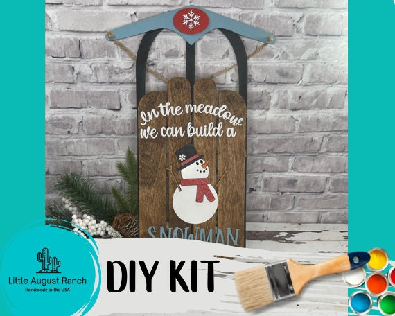 Snowman Sled DIY Wood Craft Kit- In the Meadow we can build a snowman - Sled Wood Blank