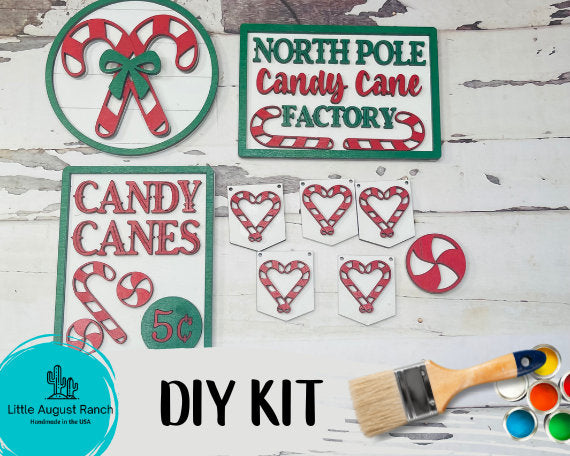 Candy Cane Tiered Tray DIY Kit - Quick and Easy Tiered Tray Bundle - Paint it Yourself Tiered Tray Decor - Christmas Tiered Tray Bundle