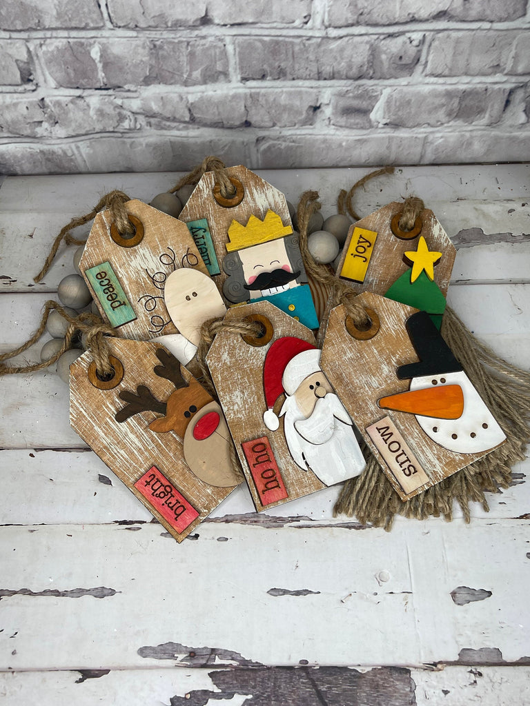Handmade Christmas Ornament Collection- Wooden Christmas Tags Ornament