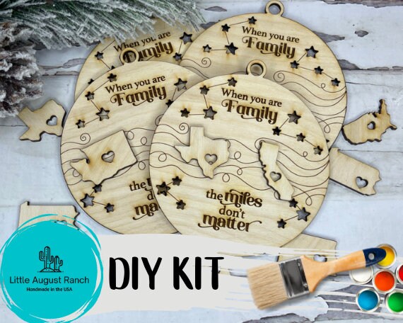 DIY Togetherness Ornament - Paint your Own State to State Wood Christmas Ornament - Personalized Ornament, Wood Kit