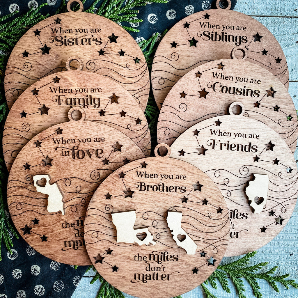 Togetherness Ornament - State to State Wood Christmas Ornament