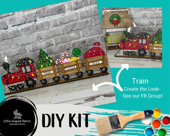 Christmas Village Self Standing Double sided Pieces - TRAIN - Winter Village Wood Blanks