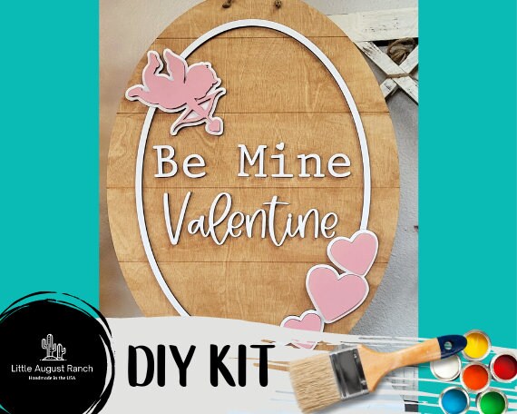 Valentines Door Hanger DIY- Cupid Love Decor - Be Mine Love Wood Blank Pieces - Wall Hanging