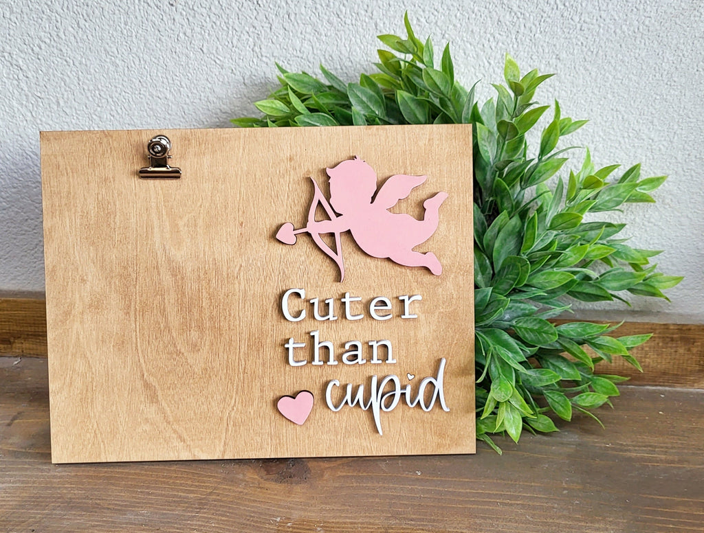 Valentines Photo Holder DIY- Cupid Love Decor - Be Mine Love Wood Blank Pieces - Clipboard