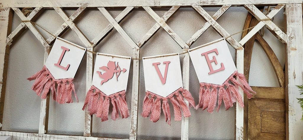 Valentines Banner DIY- Cupid Love Decor - Be Mine Love Wood Blank Pieces