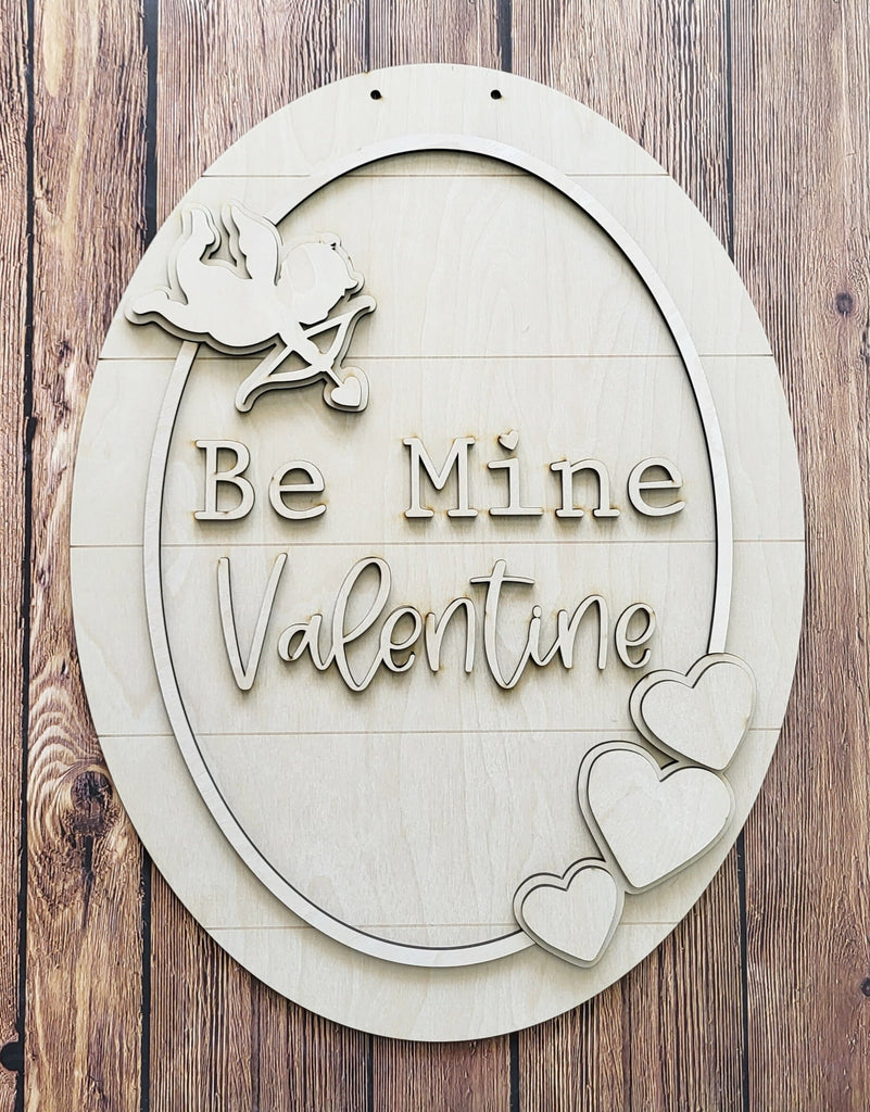 Valentines Door Hanger DIY- Cupid Love Decor - Be Mine Love Wood Blank Pieces - Wall Hanging