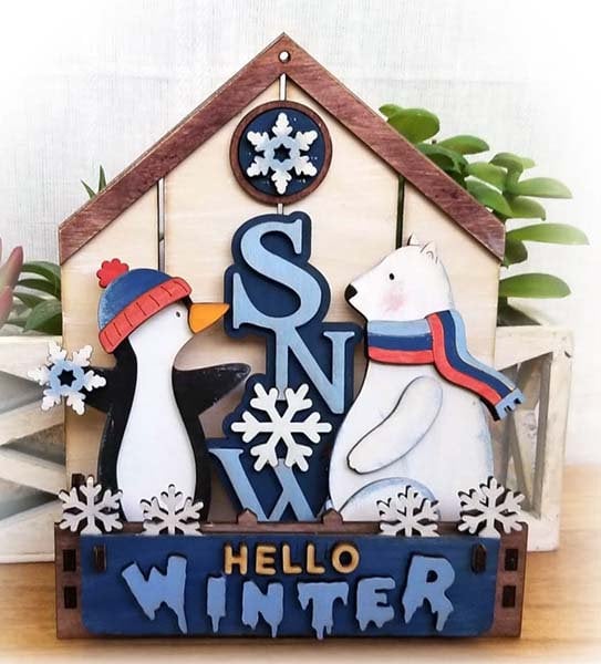 Hello Winter - Arctic Animals DIY Wood Blanks for back of truck, cart and house tiered tray bases.