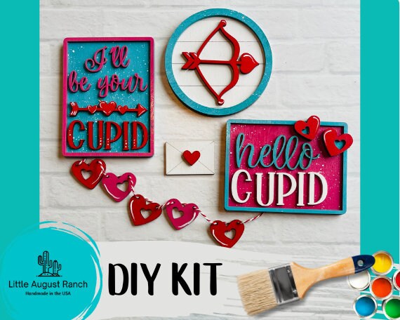 Hello Cupid Valentines DIY Tiered Tray - Love is Sweet Tier Tray Bundle - Tiered Tray Decor Bundle DIY - Love Tiered Tray Pieces