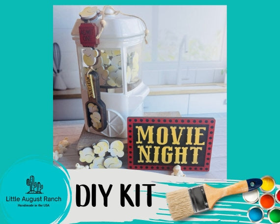 Movie Night Popcorn DIY Bundle-  Tier Tray Decor - Candy Machine Filler - Scoop - DIY Craft Kit