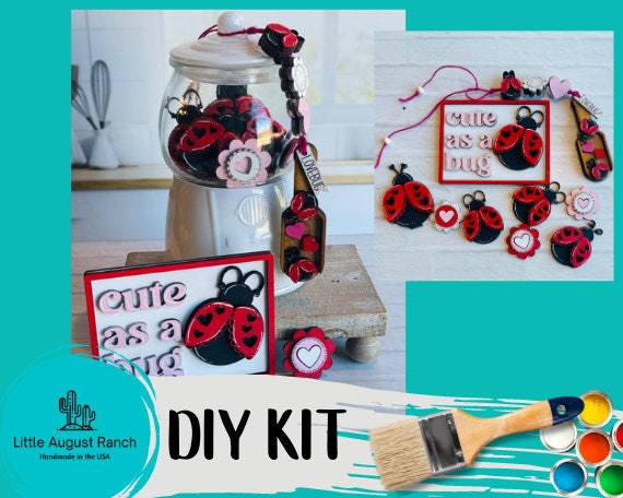 Ladybug DIY Bundle-  Tier Tray Decor - Candy Machine Filler - Scoop - DIY Craft Kit - Valentine Lovebug
