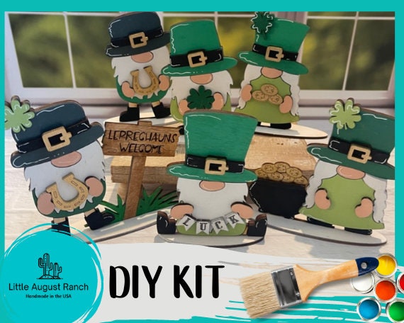 St Patrick Leprechaun Gnome DIY Kit - Tiered Tray Gnome - Paint it Yourself - DIY Spring