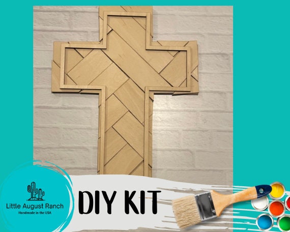 DIY Cross Shiplap Pallet Wood Craft - Includes Base for Standing