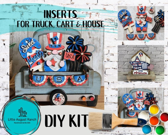 4th of July Gnome DIY -  Inserts for Interchangeable Inserts - Tiered Tray Decor -  Freestanding Shelf Decor - Paint it Yourself Kit