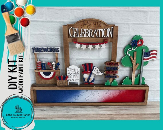 4th of July Add-on for Holder Box DIY Wood Paint Kit - Tiered Tray Substitute - DIY Wood Paint Kit