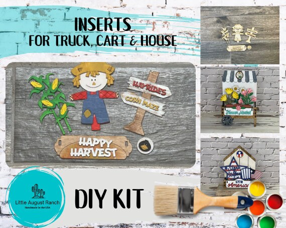 Scarecrow Harvest Insert DIY -  Inserts for Interchangeable Inserts - Tiered Tray Decor -  Freestanding Shelf Decor - Paint it Yourself Kit