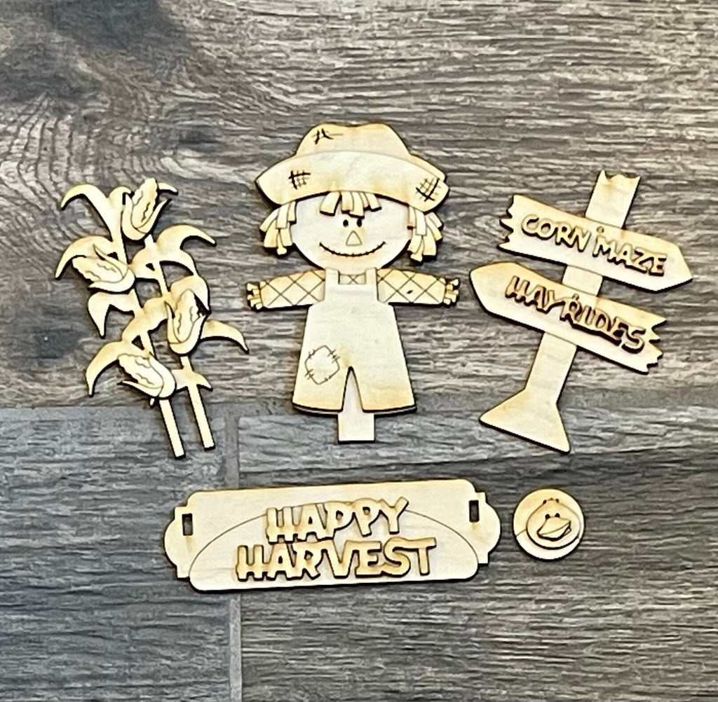 Scarecrow Harvest Insert DIY -  Inserts for Interchangeable Inserts - Tiered Tray Decor -  Freestanding Shelf Decor - Paint it Yourself Kit