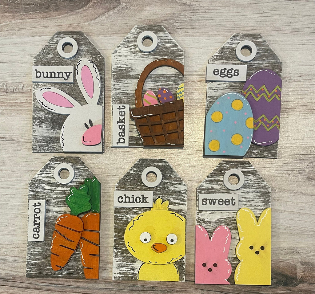 DIY Easter Tags-  Gift Tag Wood Blanks - Traditional Easter - Easter Basket Tag Wood Pieces Paint Kit