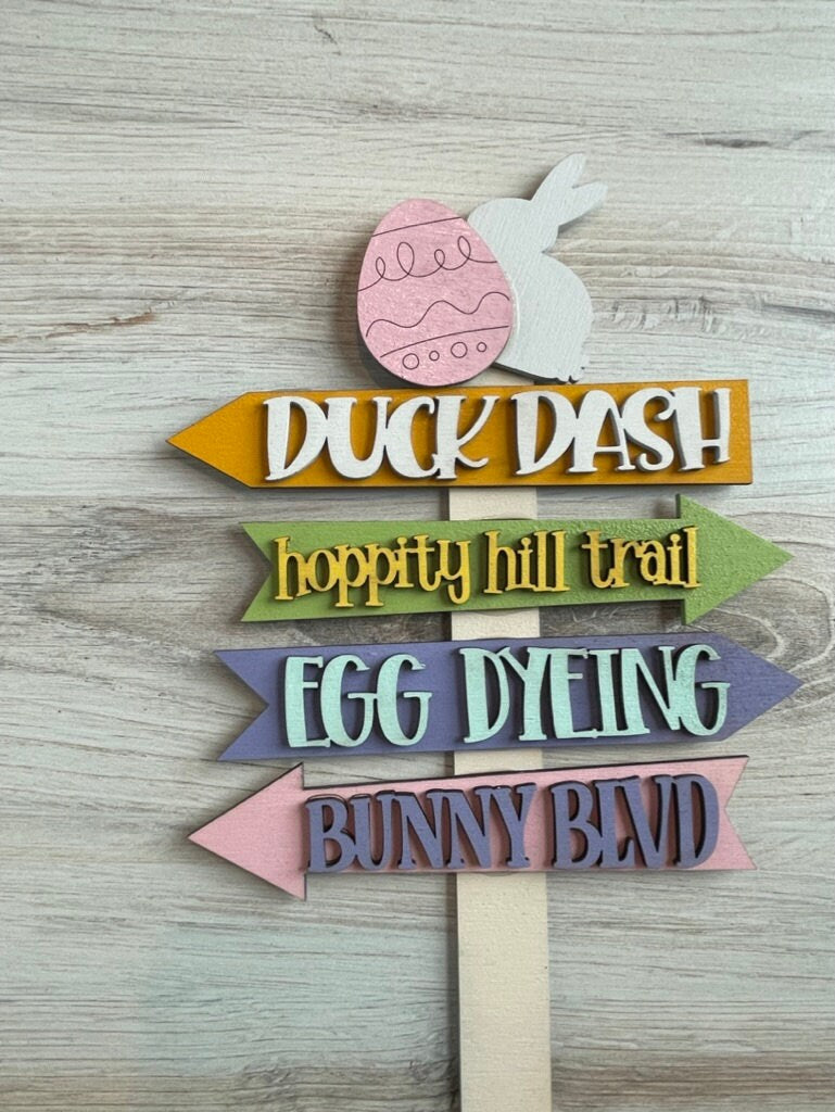 Easter Tiered Tray - Bunny Street Signs -Tiered Tray Decor Bundle DIY - Spring Decor - Shelf Decor