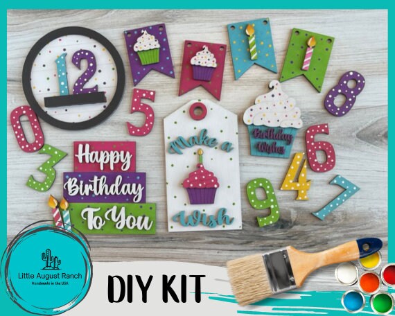DIY Birthday Tiered Tray Bundle - HUGE Cake Tiered Tray Kit - Party Tiered Tray - Celebrate Paint it Yourself