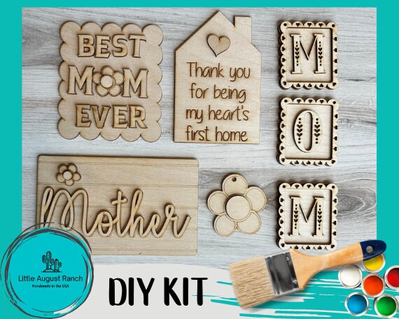 Mother's Day Tiered Tray DIY - Best Mom Wood Blanks - Paint Kit - Mothers Day Decor