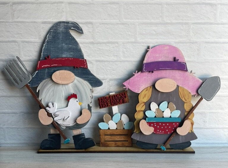 Chicken Farm Freestanding Wood Gnome Outfits- Interchangeable Gnomes - DIY Paint and Decorate Yourself - Backyard Chicken Decor