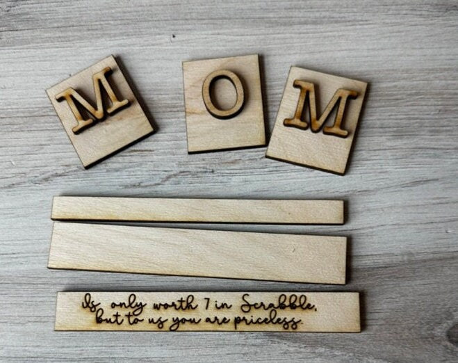 Mother's Day Gift DIY Wood Blanks - Mom Scrabble - Paint Kit - Mothers Day Decor