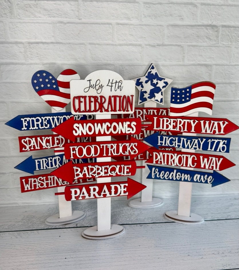 4th of July Direction Sign - Patriotic Street Signs - DIY Wood Craft