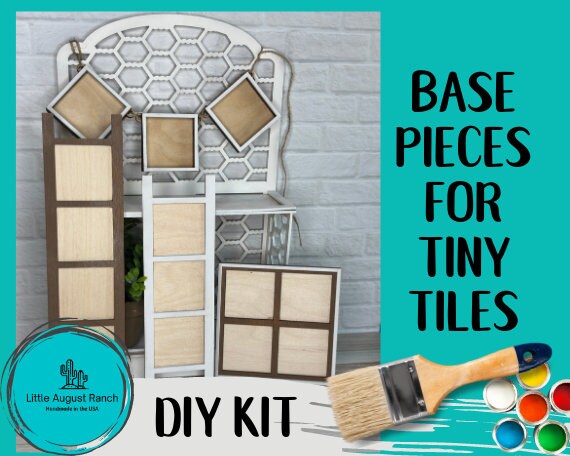 Tiny Tile Leaning Frames for Interchangeable Wood Tiles - Ladder Decor - Frame Small Signs