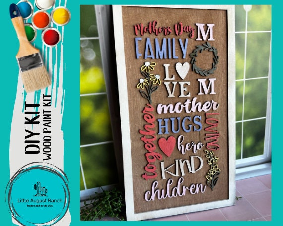 Mother's Da Word Collage DIY Wood Kit