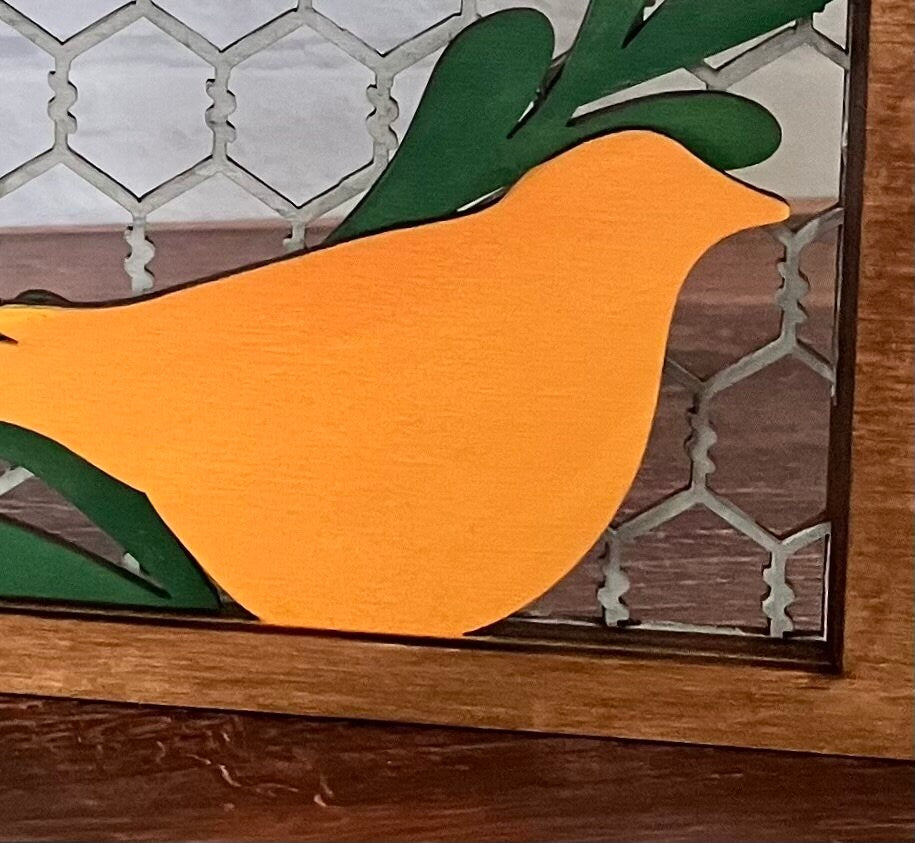 Vintage Faux Chicken Wire Bird Shelf Sitter - DIY Wood Paint Kit -