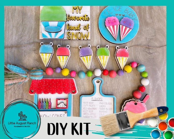 Snowcone Tiered Tray DIY Kit - Paint and Decorate Yourself - Summer Wood Blanks