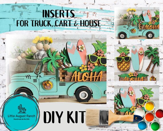 Aloha Summer Insert DIY - Inserts for Interchangeable Bases -  Freestanding Shelf Decor - Paint it Yourself Kit