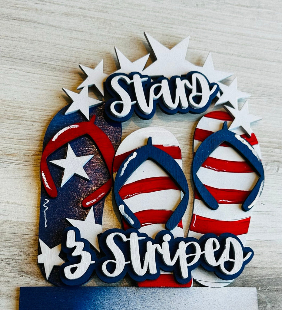 4th of July Flip Flops Insert for Interchangeable Inserts - Unfinished Decor - Freestanding Shelf Decor - Paint it Yourself DIY Kit
