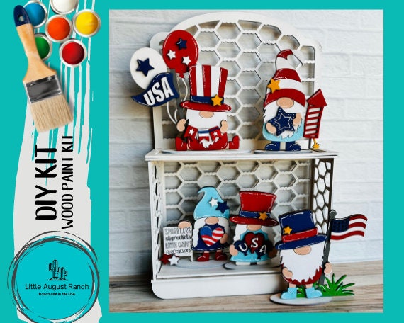 4th of July Gnome Standing Gnome Kit - Tiered Tray Gnome - Paint it Yourself - DIY Summer
