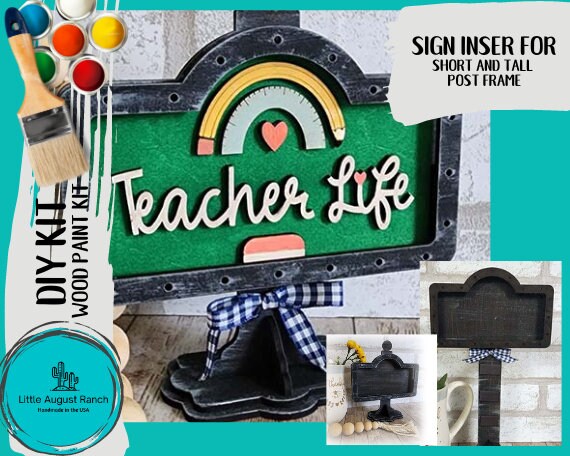 DIY Teacher Interchangeable Sign - Drop in Frame - Wood Kit