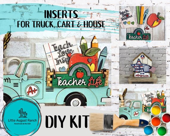 Teacher Life Insert DIY - Inserts for Interchangeable Bases -  Freestanding Shelf Decor - Paint it Yourself Kit