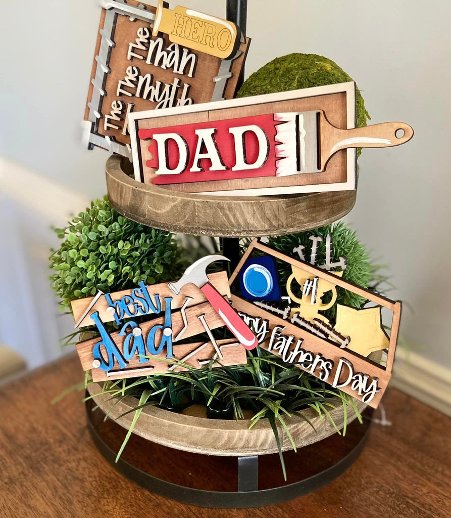 Father's Day Tiered Tray DIY - Dad Wood Blanks - Paint Kit - Fathers Day Decor