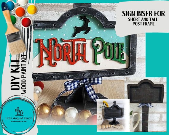 North Pole DIY Interchangeable Sign - Drop in Frame - Wood Kit