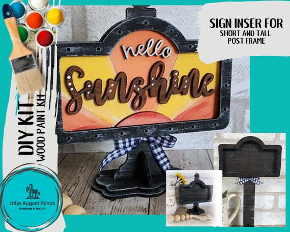 Hello Sunshine DIY Interchangeable Sign - Drop in Frame - Wood Kit