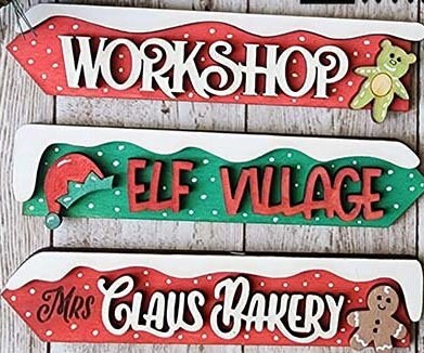 Santa's Workshop DIY Wood Sign - Add on Street Signs - Wood Kit