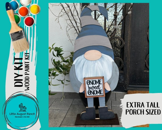 Extra Tall Freestanding Wood Gnome - BASE Set - Interchangeable Gnomes - DIY Paint and Decorate Yourself