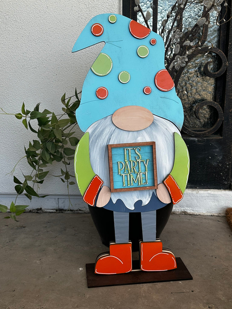 Tall Porch Gnome Birthday Gnome Outfits- Celebration Interchangeable Tall Porch Gnomes