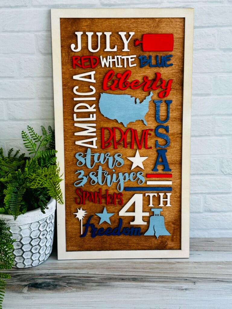 July Word Collage DIY Wood Kit