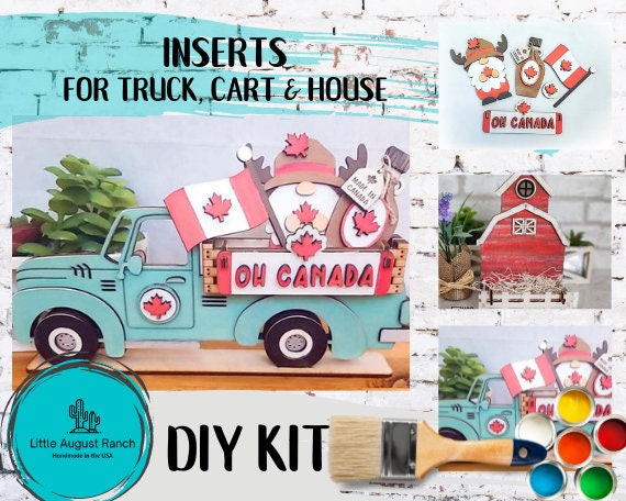 Oh Canada DIY Wood Kit - Inserts for Interchangeable Pieces - Freestanding Shelf Decor - Paint it Yourself Kit