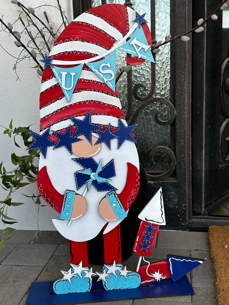 4th of July Gnome Porch Sign - Patriotic Decor