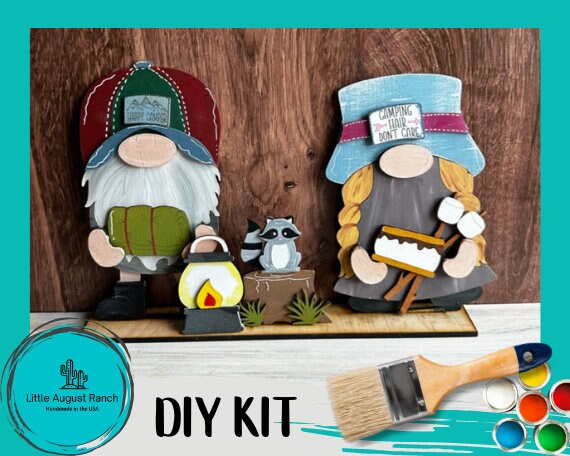 Camping Freestanding Wood Gnome Outfits- Interchangeable Gnomes - DIY Paint and Decorate Yourself