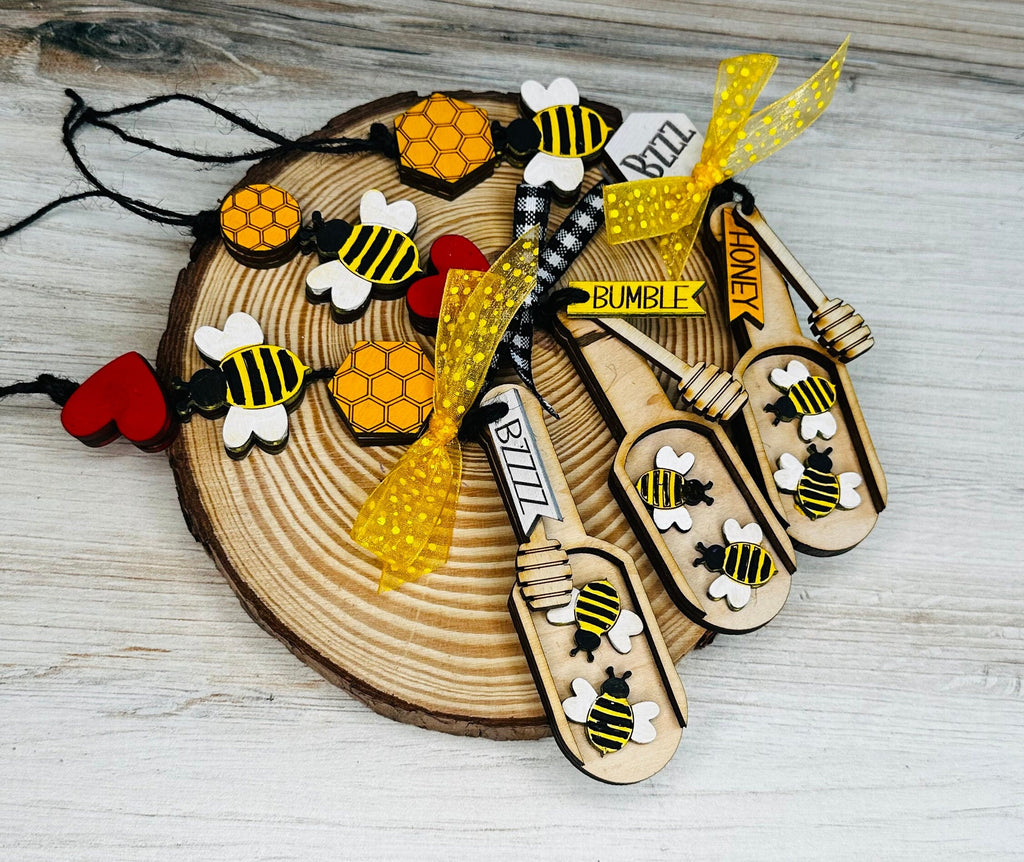 Bee Scoop Garland Craft - Scoop Garland - Wood Bead Craft - DIY Paint Kit - Tiered Tray Display