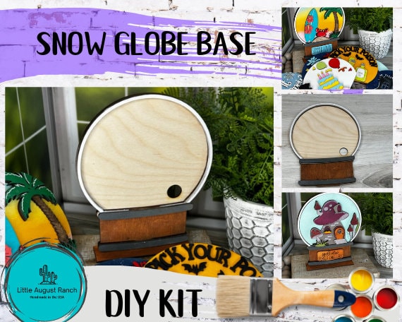 Snow Globe Base for DIY Interchangeable Decor Inserts - Wood Paint Kit - Home Decor