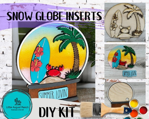 Beach Insert for Snow Globe DIY Interchangeable Decor Inserts - Wood Paint Kit - Home Decor